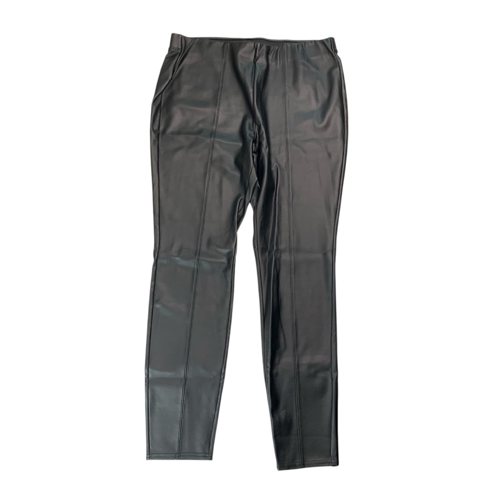 FASHION to FIGURE Faux Leather Pull On Tapered Leg Pants Sz 1X/14-16